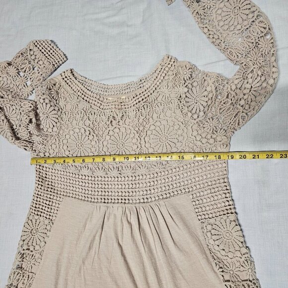 Sundance Boho Crochet Top Blouse Women Size S Gray Cotton - Picture 8 of 11